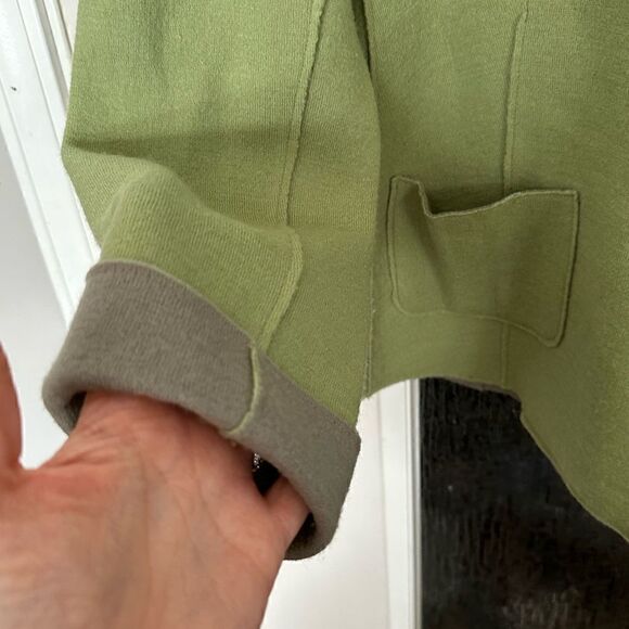 EILEEN FISHER | Merino Wool Doubleknit Button Front Cardigan Green Gray | M - Picture 8 of 11